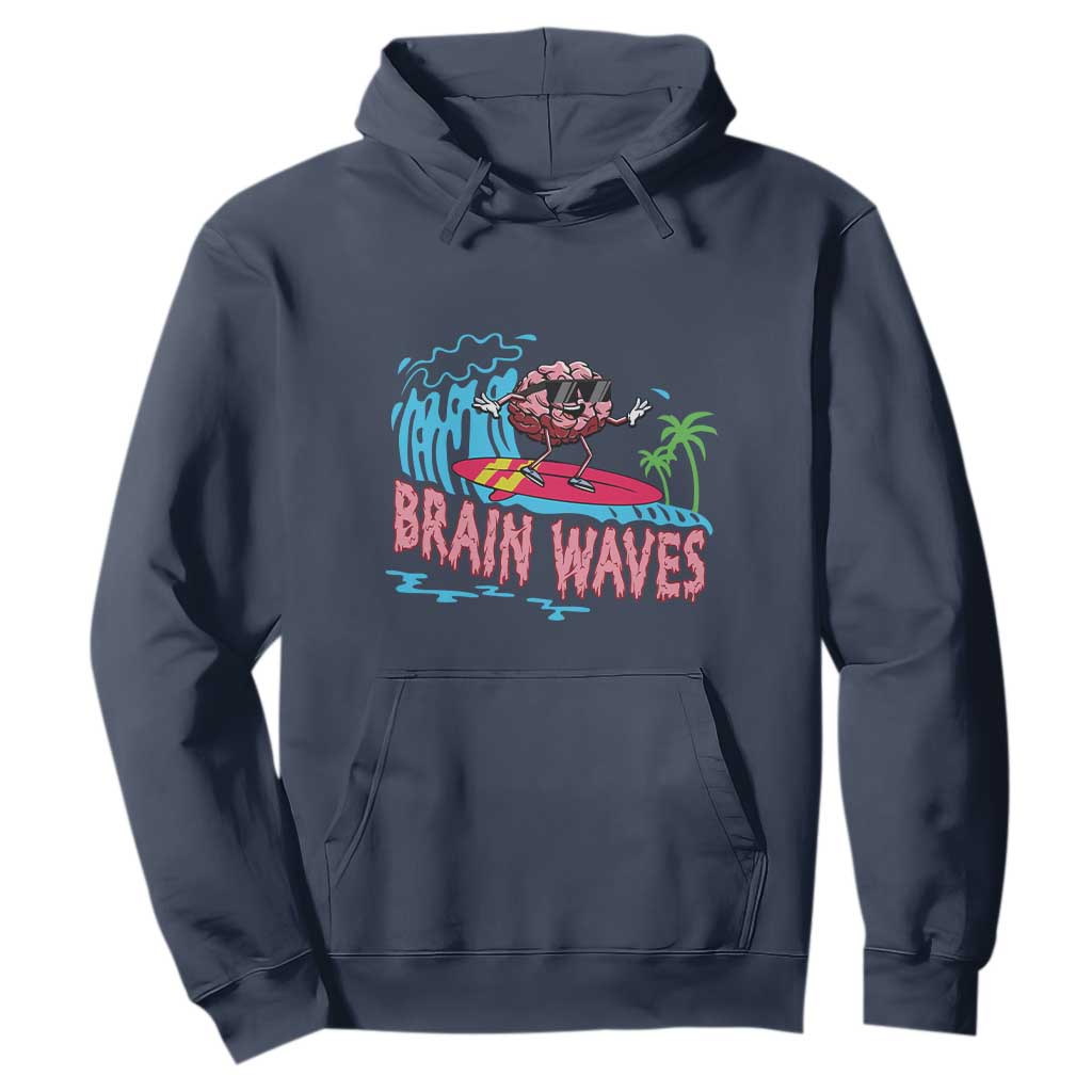 Funny Brain Waves Neuroscience Hoodie TS09 Navy Print Your Wear