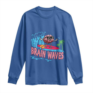 Funny Brain Waves Neuroscience Long Sleeve Shirt TS09 Royal Blue Print Your Wear