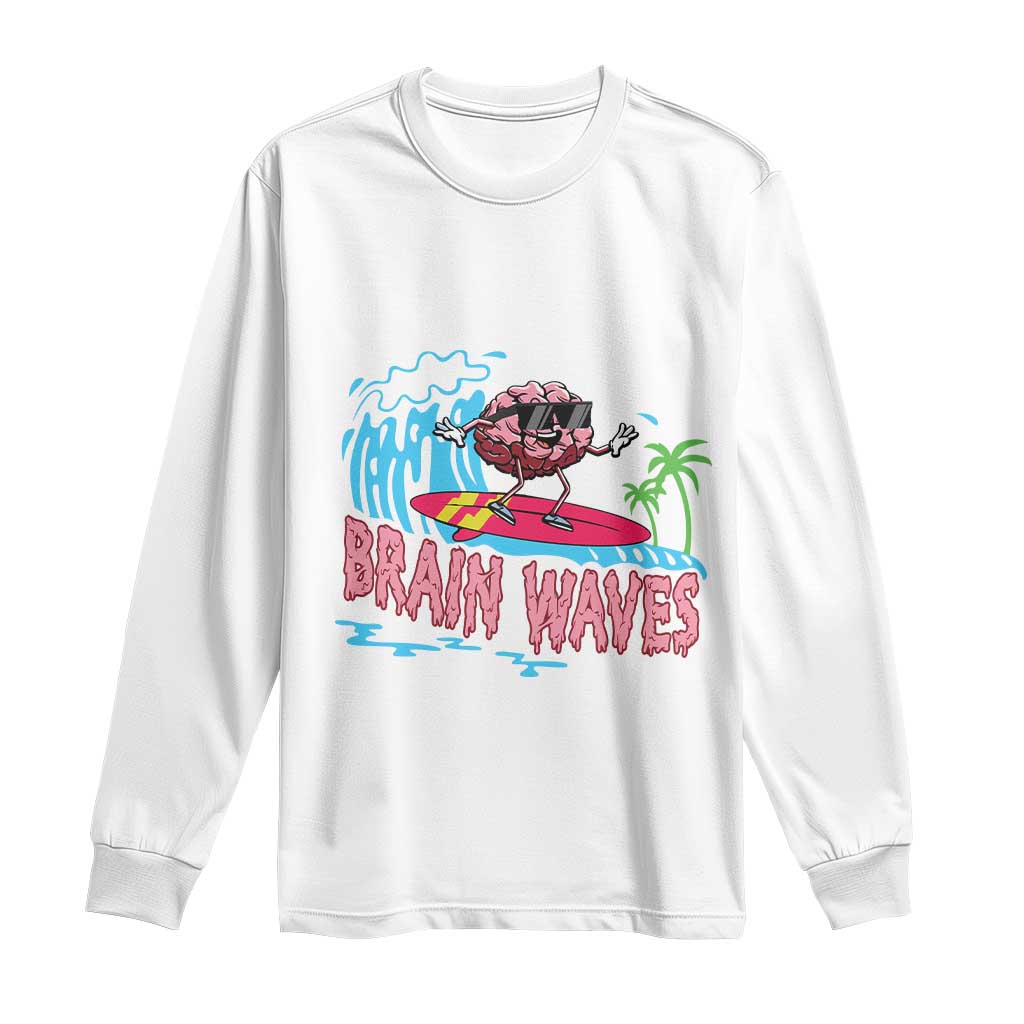 Funny Brain Waves Neuroscience Long Sleeve Shirt TS09 White Print Your Wear