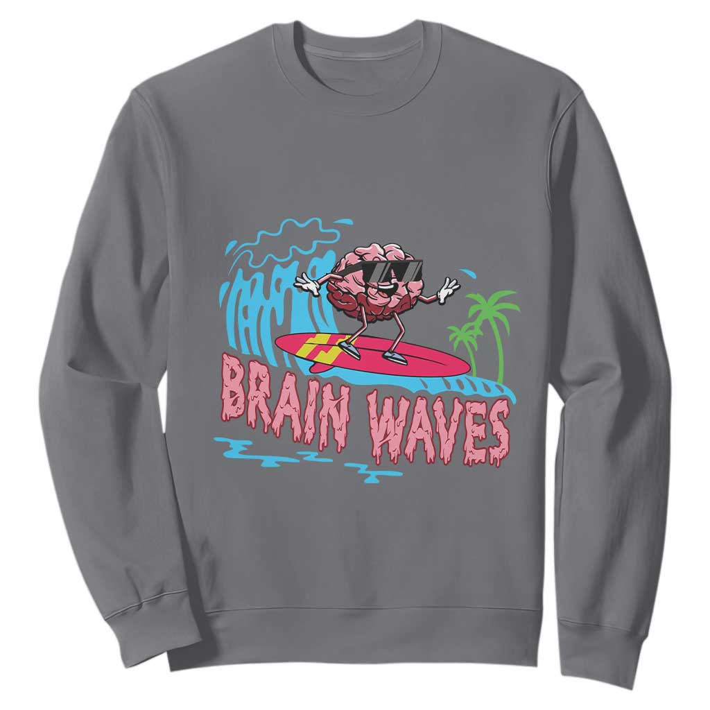 Funny Brain Waves Neuroscience Sweatshirt TS09 Charcoal Print Your Wear
