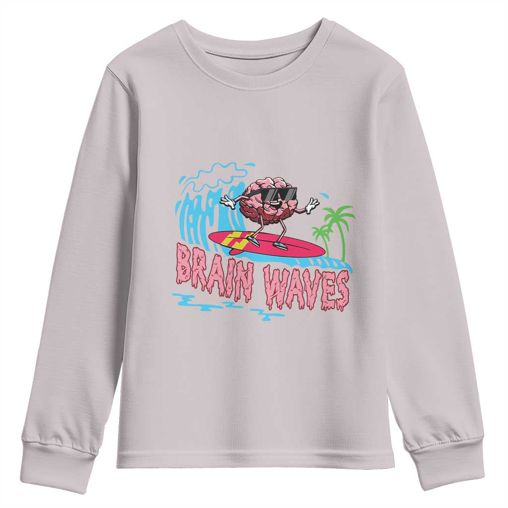 Funny Brain Waves Neuroscience Youth Sweatshirt TS09 Ice Gray Print Your Wear