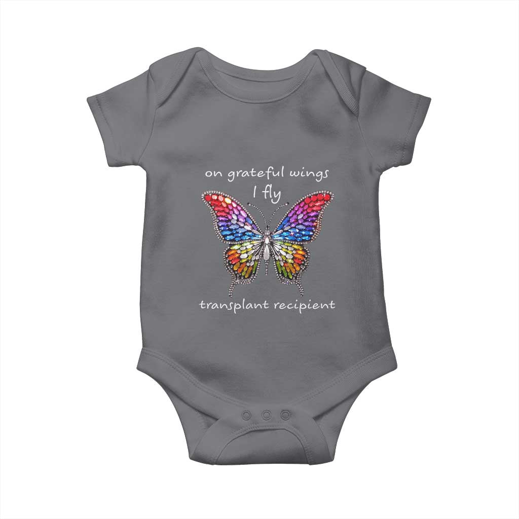 Transplant Recipient Baby Onesie On Grateful Wings I Fly TS09 Charcoal Print Your Wear