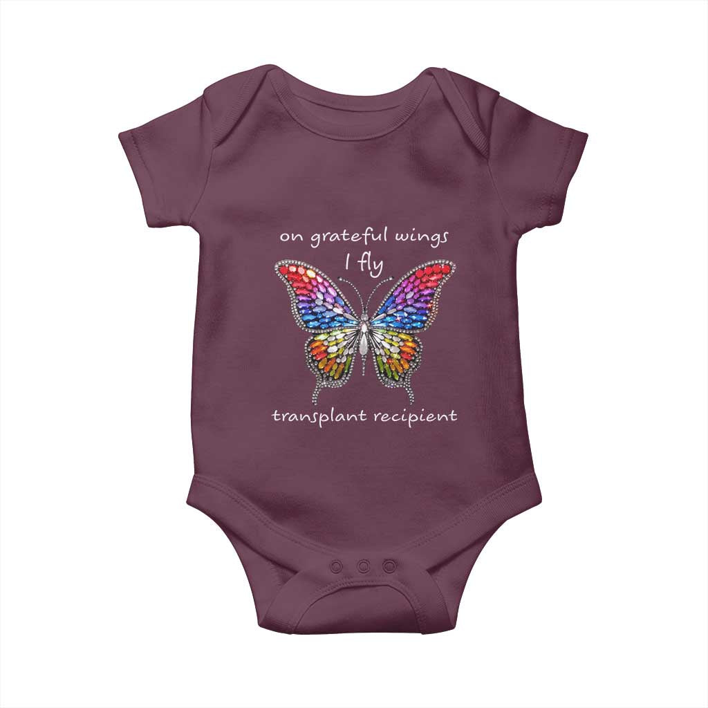 Transplant Recipient Baby Onesie On Grateful Wings I Fly TS09 Maroon Print Your Wear