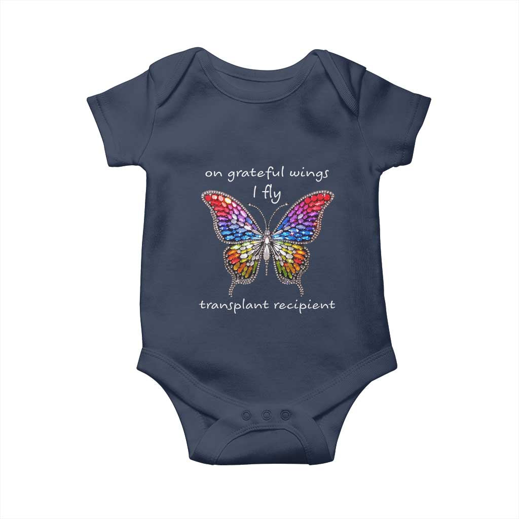 Transplant Recipient Baby Onesie On Grateful Wings I Fly TS09 Navy Print Your Wear