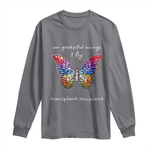 Transplant Recipient Long Sleeve Shirt On Grateful Wings I Fly TS09 Charcoal Print Your Wear