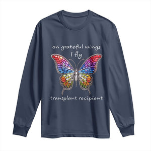 Transplant Recipient Long Sleeve Shirt On Grateful Wings I Fly TS09 Navy Print Your Wear