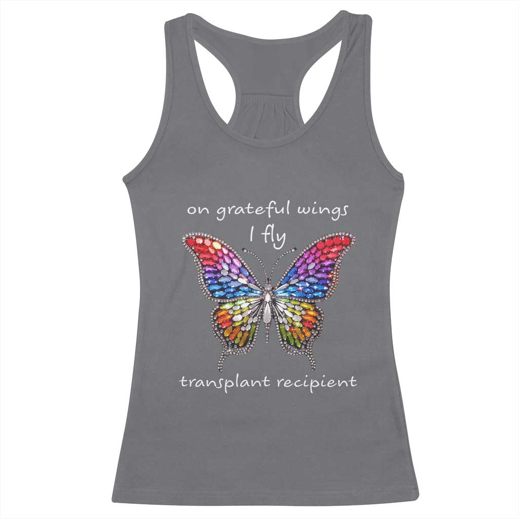 Transplant Recipient Racerback Tank Top On Grateful Wings I Fly TS09 Charcoal Print Your Wear