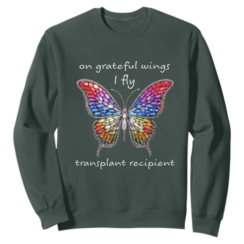Transplant Recipient Sweatshirt On Grateful Wings I Fly TS09 Dark Forest Green Print Your Wear