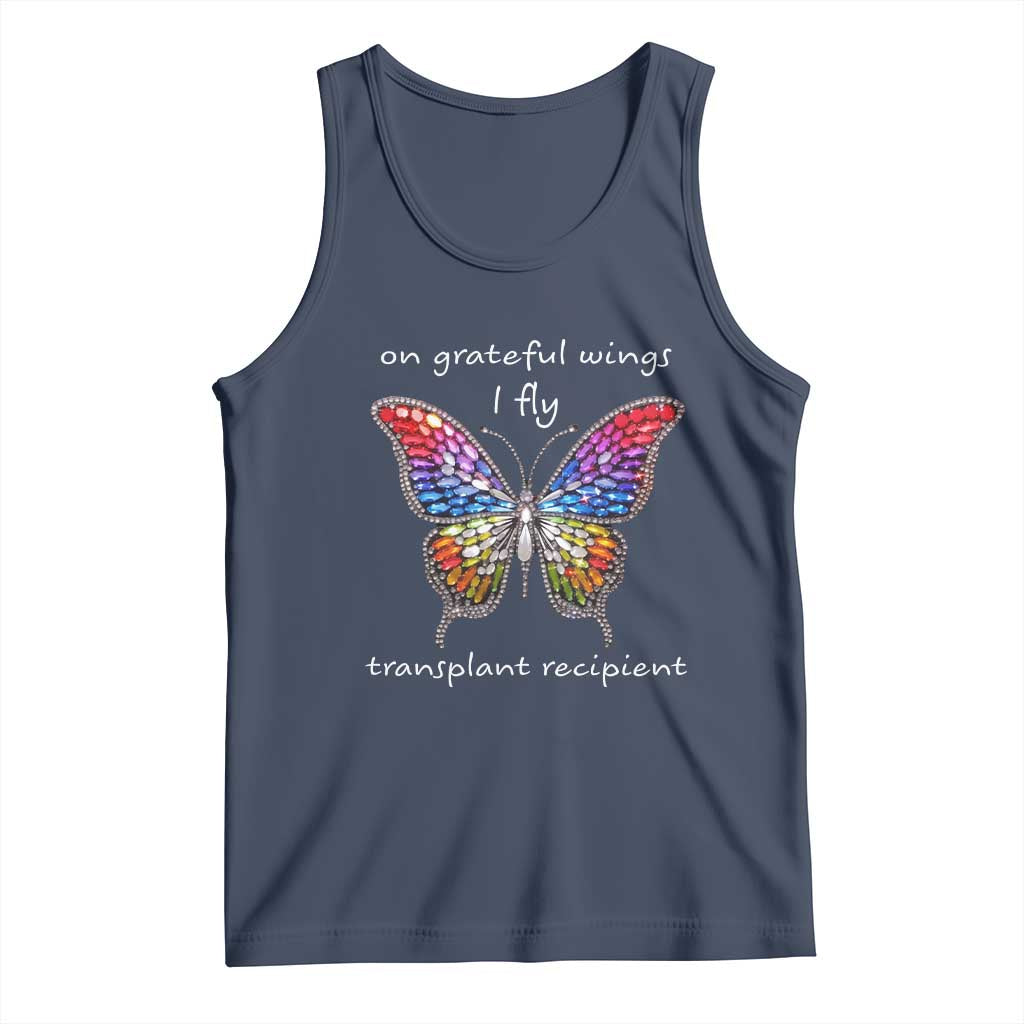 Transplant Recipient Tank Top On Grateful Wings I Fly TS09 Navy Print Your Wear