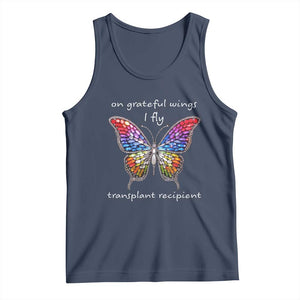 Transplant Recipient Tank Top On Grateful Wings I Fly TS09 Navy Print Your Wear