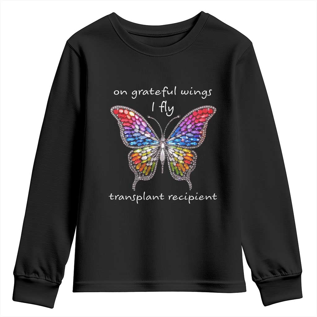 Transplant Recipient Youth Sweatshirt On Grateful Wings I Fly TS09 Black Print Your Wear