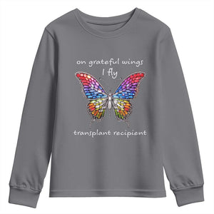 Transplant Recipient Youth Sweatshirt On Grateful Wings I Fly TS09 Charcoal Print Your Wear