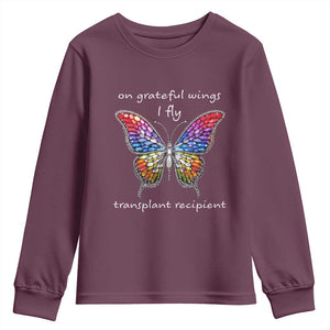 Transplant Recipient Youth Sweatshirt On Grateful Wings I Fly TS09 Maroon Print Your Wear