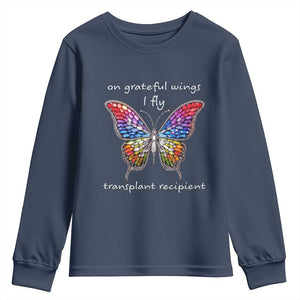 Transplant Recipient Youth Sweatshirt On Grateful Wings I Fly TS09 Navy Print Your Wear