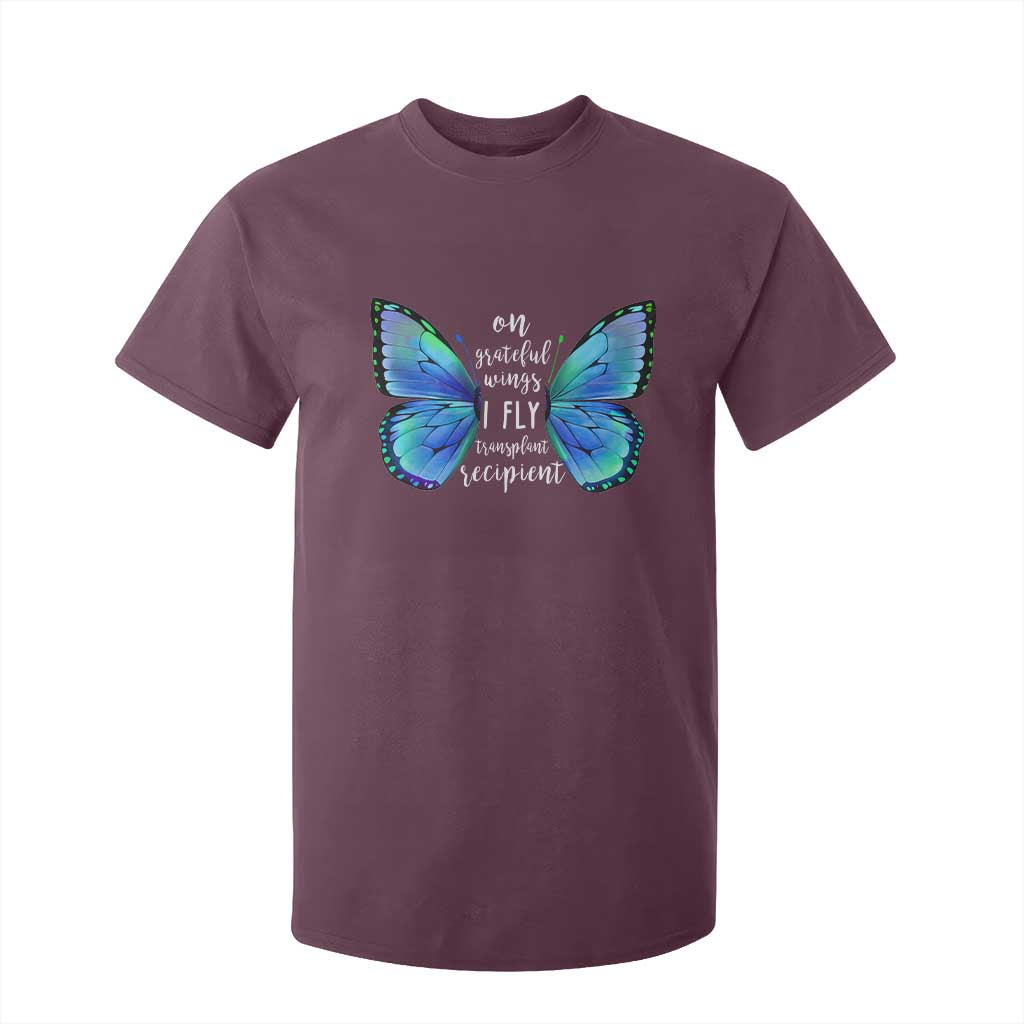 Transplant Recipient On Grateful Wings I Fly T Shirt For Kid TS09 Maroon Print Your Wear