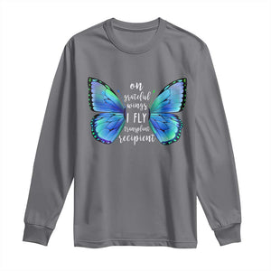 Transplant Recipient On Grateful Wings I Fly Long Sleeve Shirt TS09 Charcoal Print Your Wear