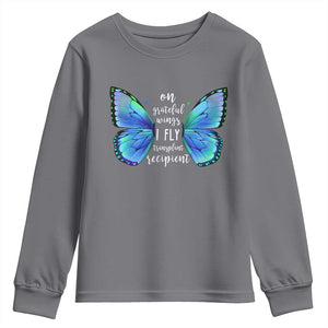 Transplant Recipient On Grateful Wings I Fly Youth Sweatshirt TS09 Charcoal Print Your Wear