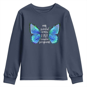 Transplant Recipient On Grateful Wings I Fly Youth Sweatshirt TS09 Navy Print Your Wear