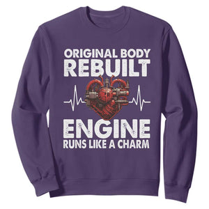 Open Heart Surgery Sweatshirt Original Body Rebuilt Engine Runs Like A Charm TS09 Purple Print Your Wear