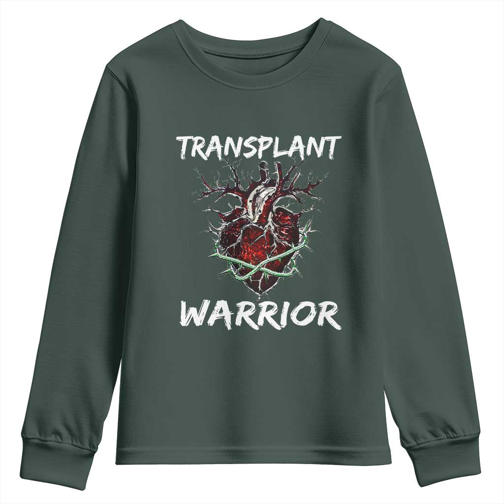 Heart Transplant Warrior Youth Sweatshirt TS09 Dark Forest Green Print Your Wear