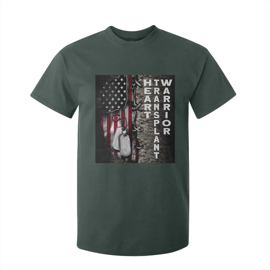 Heart Transplant Warrior T Shirt For Kid Surgery Survivor American Flag TS09 Dark Forest Green Print Your Wear