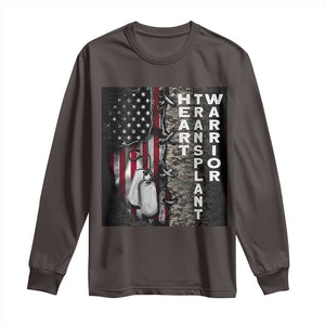 Heart Transplant Warrior Long Sleeve Shirt Surgery Survivor American Flag TS09 Dark Chocolate Print Your Wear