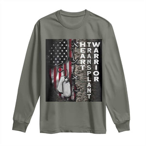 Heart Transplant Warrior Long Sleeve Shirt Surgery Survivor American Flag TS09 Military Green Print Your Wear