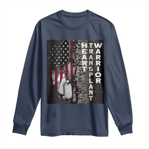 Heart Transplant Warrior Long Sleeve Shirt Surgery Survivor American Flag TS09 Navy Print Your Wear