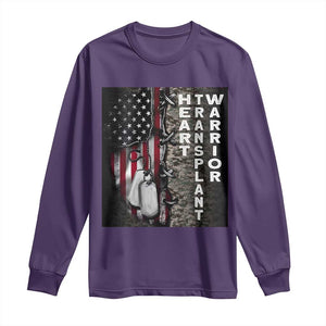 Heart Transplant Warrior Long Sleeve Shirt Surgery Survivor American Flag TS09 Purple Print Your Wear