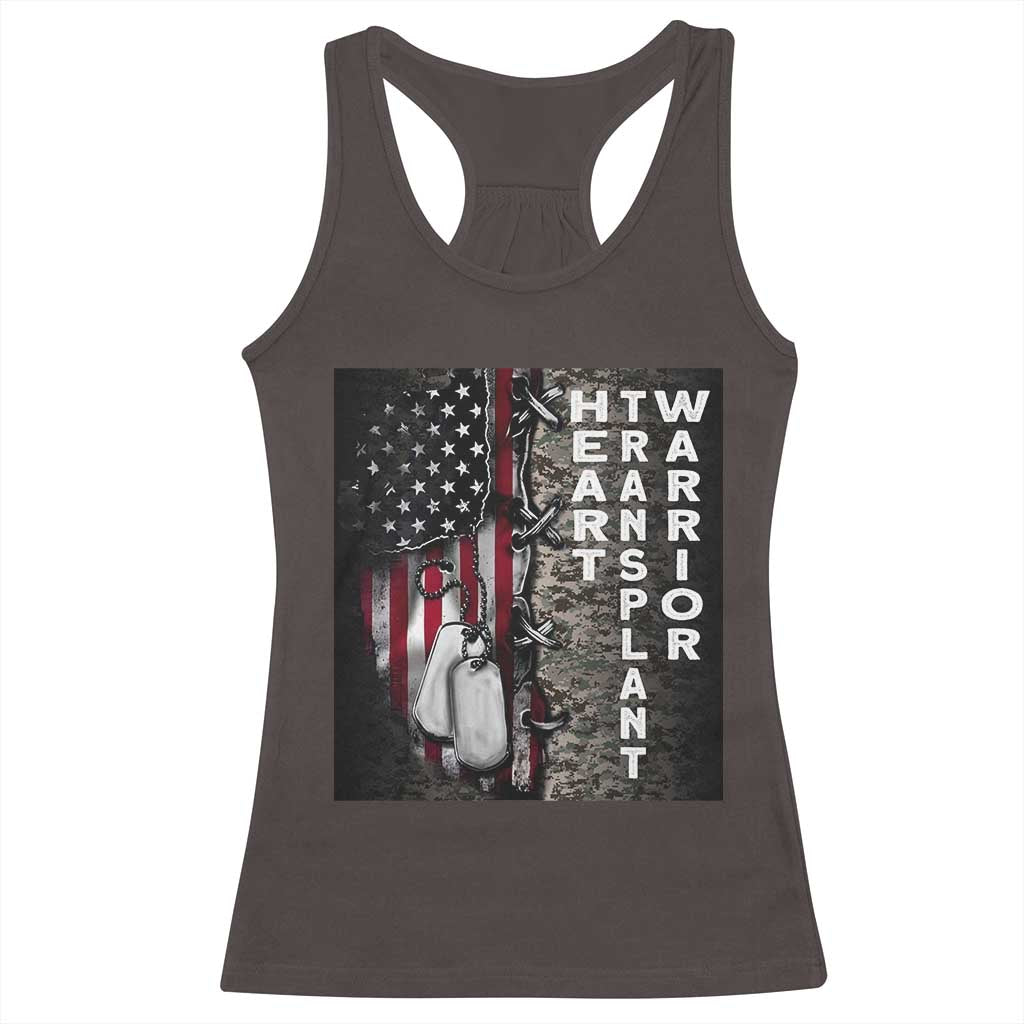 Heart Transplant Warrior Racerback Tank Top Surgery Survivor American Flag TS09 Dark Chocolate Print Your Wear