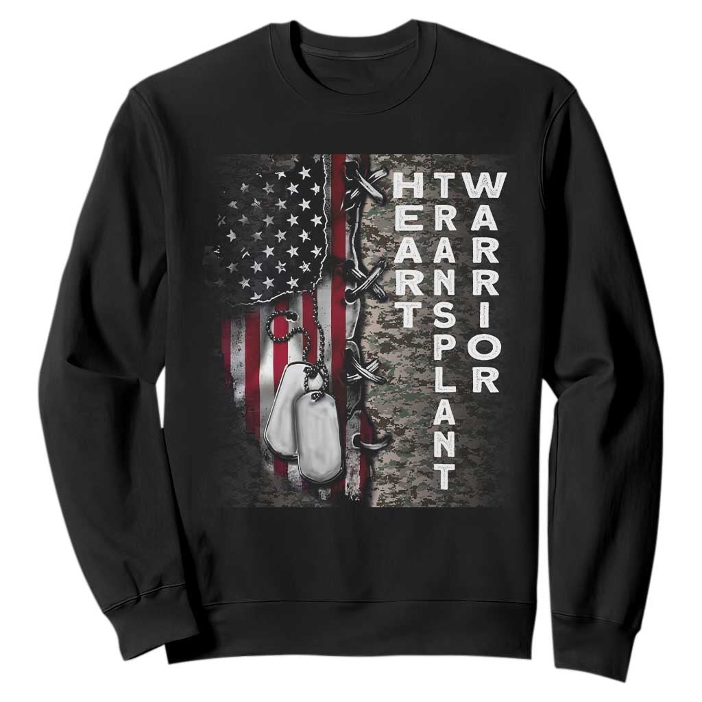 Heart Transplant Warrior Sweatshirt Surgery Survivor American Flag TS09 Black Print Your Wear