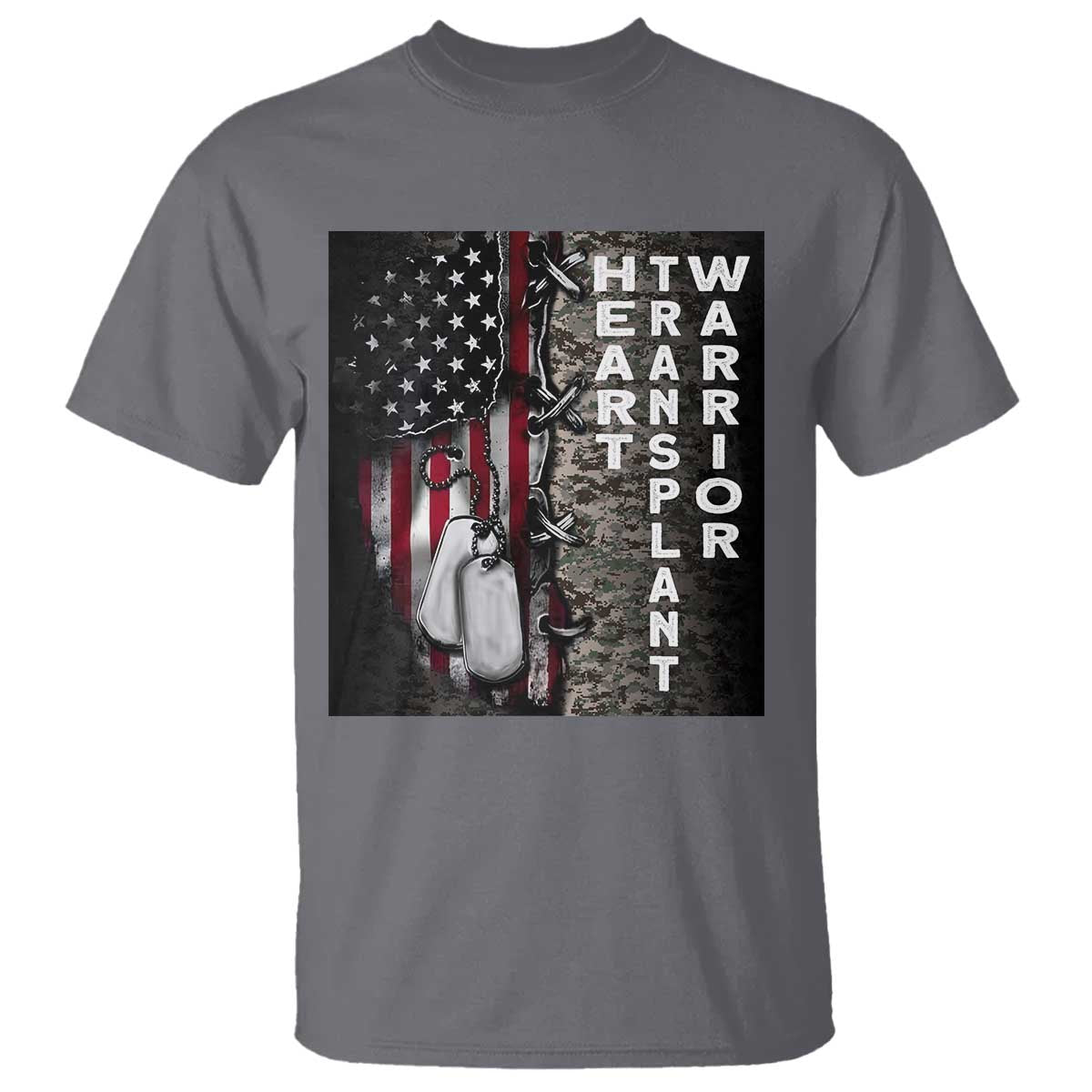 Heart Transplant Warrior T Shirt Surgery Survivor American Flag TS09 Charcoal Print Your Wear