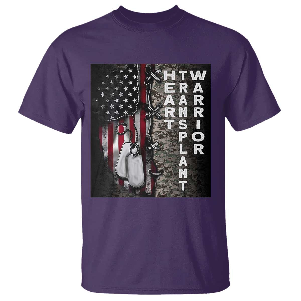 Heart Transplant Warrior T Shirt Surgery Survivor American Flag TS09 Purple Print Your Wear