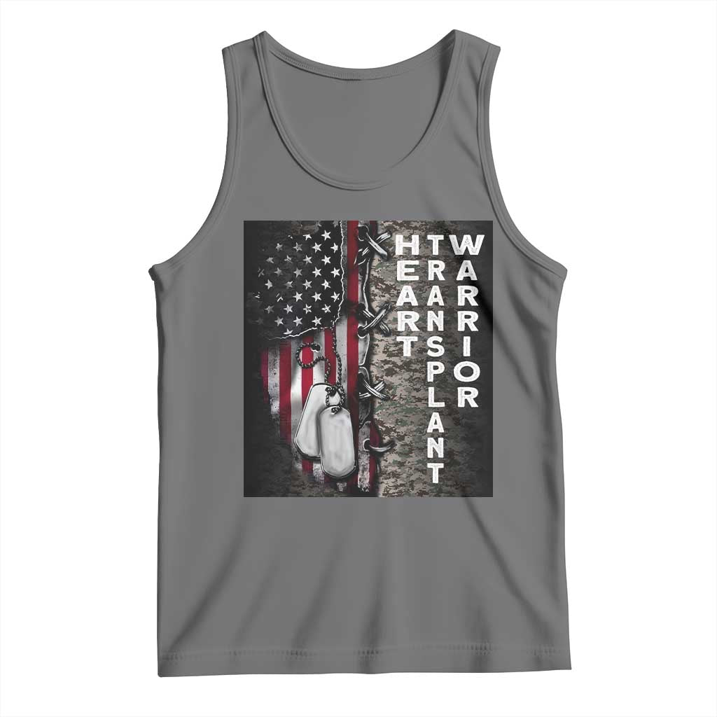 Heart Transplant Warrior Tank Top Surgery Survivor American Flag TS09 Black Heather Print Your Wear