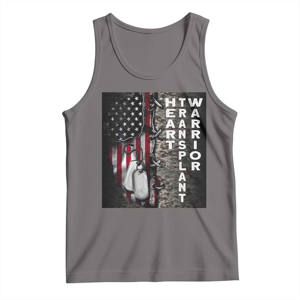 Heart Transplant Warrior Tank Top Surgery Survivor American Flag TS09 Deep Heather Print Your Wear