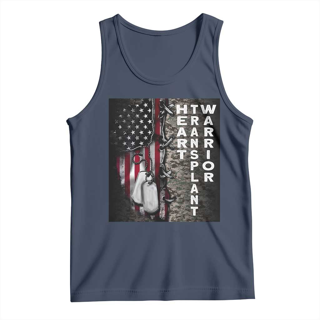 Heart Transplant Warrior Tank Top Surgery Survivor American Flag TS09 Navy Print Your Wear