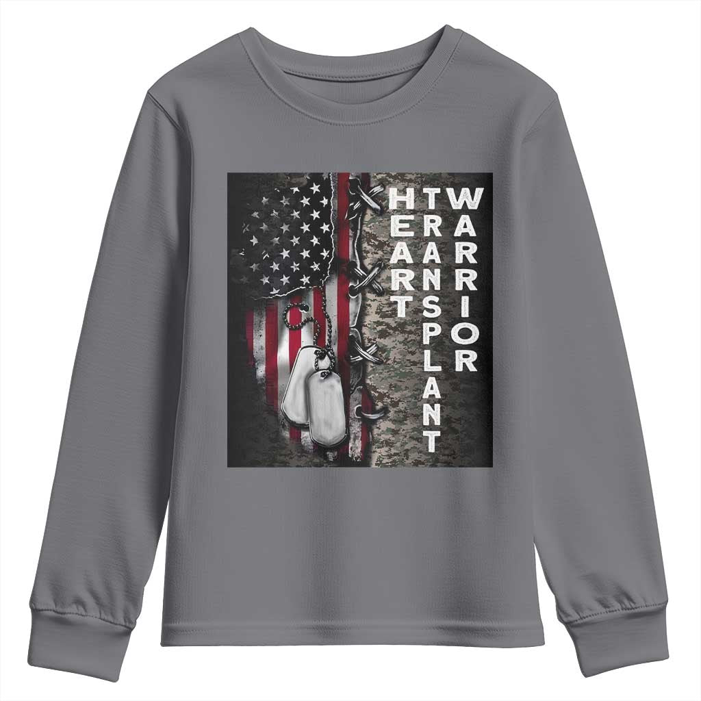 Heart Transplant Warrior Youth Sweatshirt Surgery Survivor American Flag TS09 Charcoal Print Your Wear
