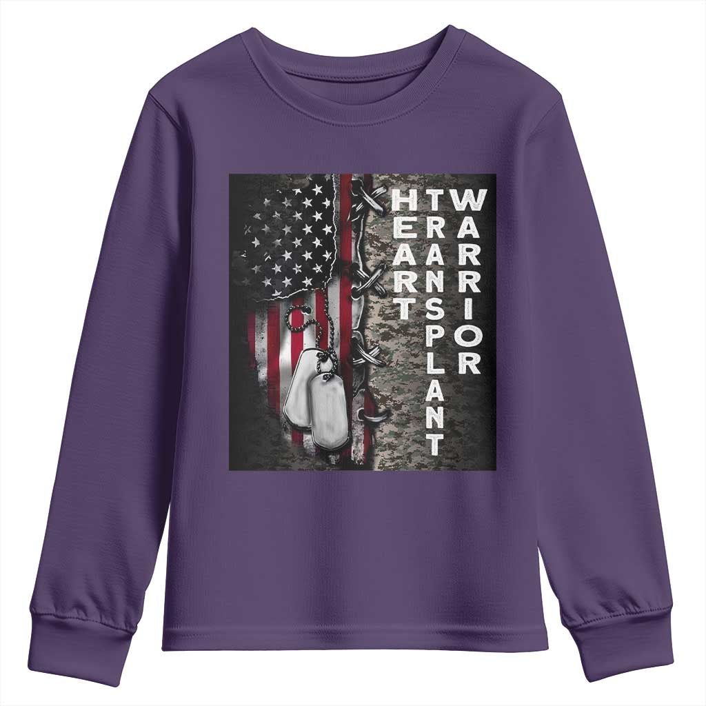 Heart Transplant Warrior Youth Sweatshirt Surgery Survivor American Flag TS09 Purple Print Your Wear