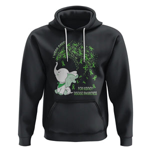 I Wear Green For Kidney Disease Awareness Elephant Survivors Hoodie TS09 Black Printyourwear