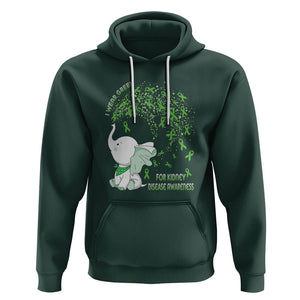 I Wear Green For Kidney Disease Awareness Elephant Survivors Hoodie TS09 Dark Forest Green Printyourwear