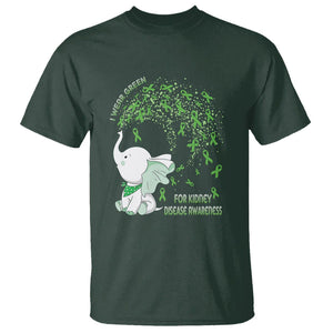 I Wear Green For Kidney Disease Awareness Elephant Survivors T Shirt TS09 Dark Forest Green Printyourwear