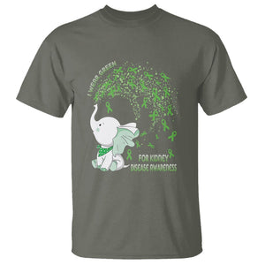 I Wear Green For Kidney Disease Awareness Elephant Survivors T Shirt TS09 Military Green Printyourwear