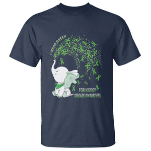 I Wear Green For Kidney Disease Awareness Elephant Survivors T Shirt TS09 Navy Printyourwear