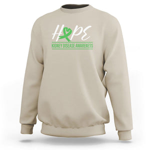 Hope Kidney Disease Awareness Month Green Ribbon Sweatshirt TS09 Sand Printyourwear