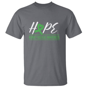 Hope Kidney Disease Awareness Month Green Ribbon T Shirt TS09 Charcoal Printyourwear