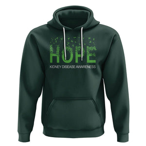 Kidney Disease Awareness Month Hoodie Hope Green Ribbon Support TS09 Dark Forest Green Printyourwear