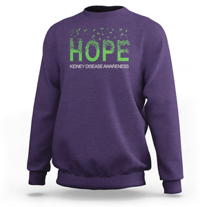 Kidney Disease Awareness Month Sweatshirt Hope Green Ribbon Support TS09 Purple Printyourwear