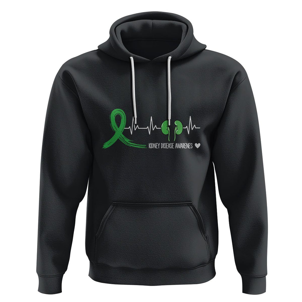 Kidney Disease Awareness Month Hoodie Heartbeat Transplant Organ Donor TS09 Black Printyourwear