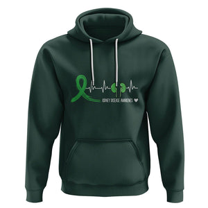 Kidney Disease Awareness Month Hoodie Heartbeat Transplant Organ Donor TS09 Dark Forest Green Printyourwear