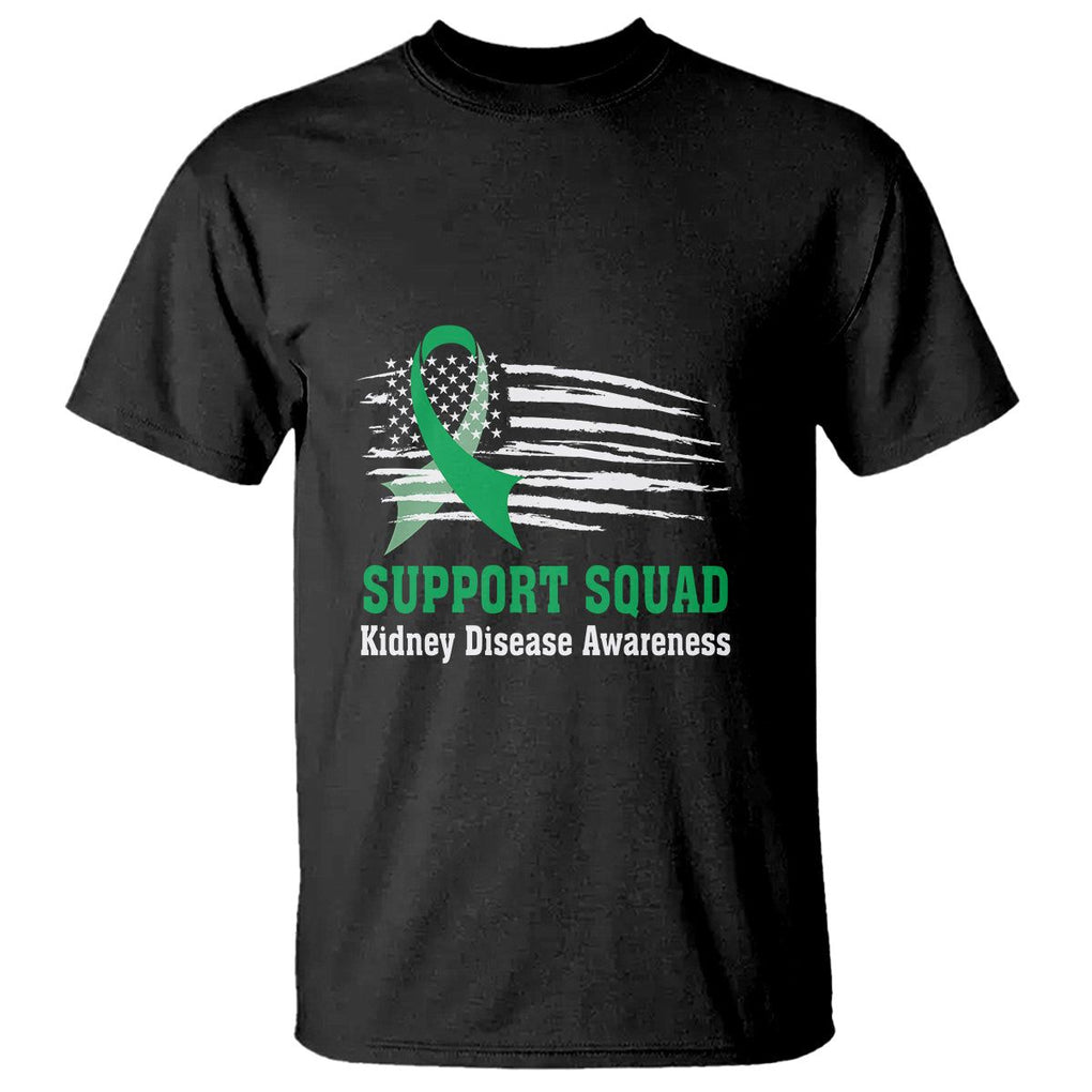 Kidney Disease Awareness Month T Shirt Support Squad USA Flag Strong Warrior TS09 Black Printyourwear